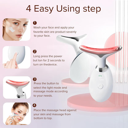 Red Light Therapy Facial and Neck Massager with 7 Color Options for At-Home Skin Care