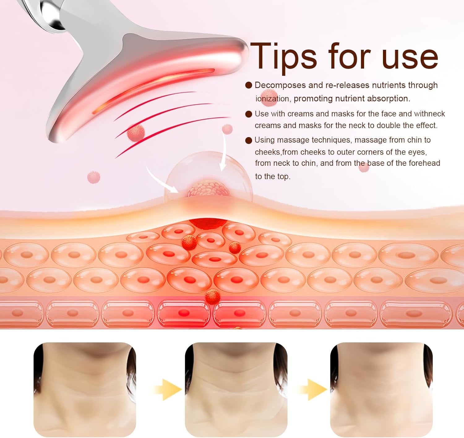 Red Light Therapy Facial and Neck Massager with 7 Color Options for At-Home Skin Care