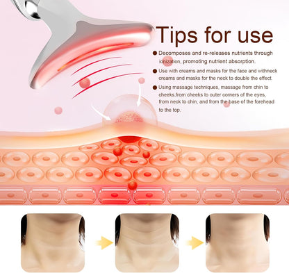 Red Light Therapy Facial and Neck Massager with 7 Color Options for At-Home Skin Care